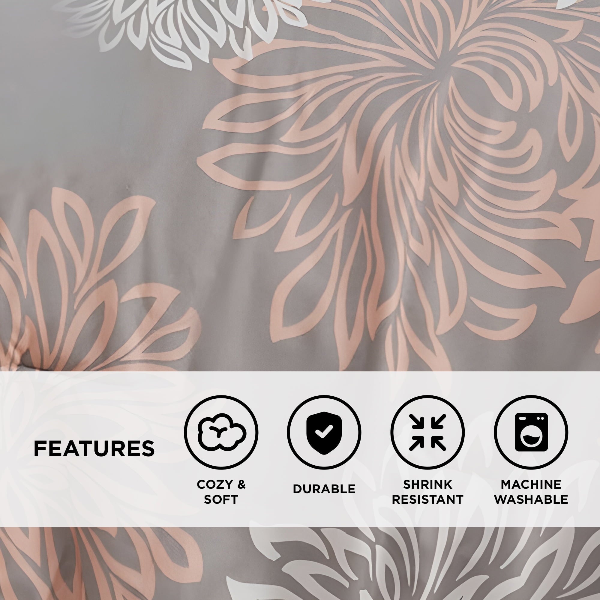 Regency Heights King Size Comforter Set, 5-Piece Floral Bedding Set for All Season, Blush Comforter Set King with Bed Skirt - Image 6