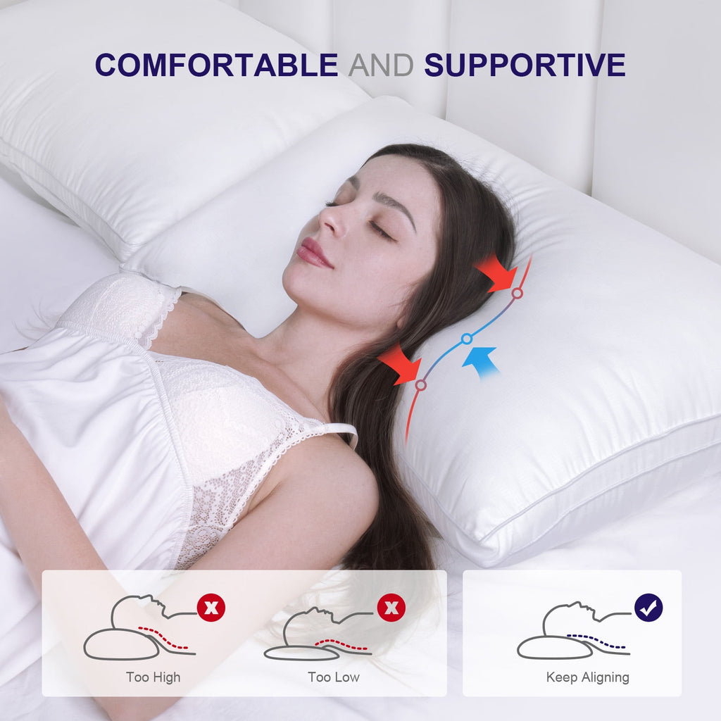SORMAG Bed Pillows 2 Pack Down Alternative Pillows for Bed Queen Size Set of 2 Soft Hotel Collection Gusseted Cooling Pillow 20 x 30 inches - Image 3