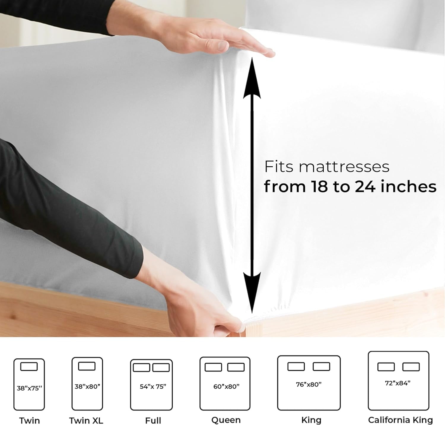 CGK Linens 6-Piece Extra Deep Pocket Sheet Set With Extra Matching Pillowcases - King Size Bed Sheets Fits 18"-24" Ma... - Image 3