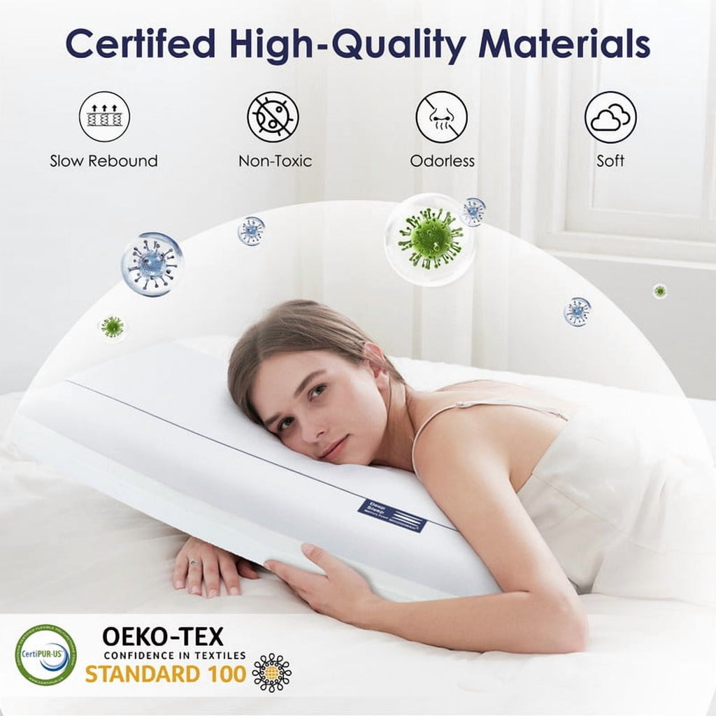 MOONORAH Cooling Memory Foam Bed Pillow for Neck Pain Relief, Two-Sided Cooling Pillow for Back, Stomach and Side Sleepers, Two Firmness, Ho - Image 6