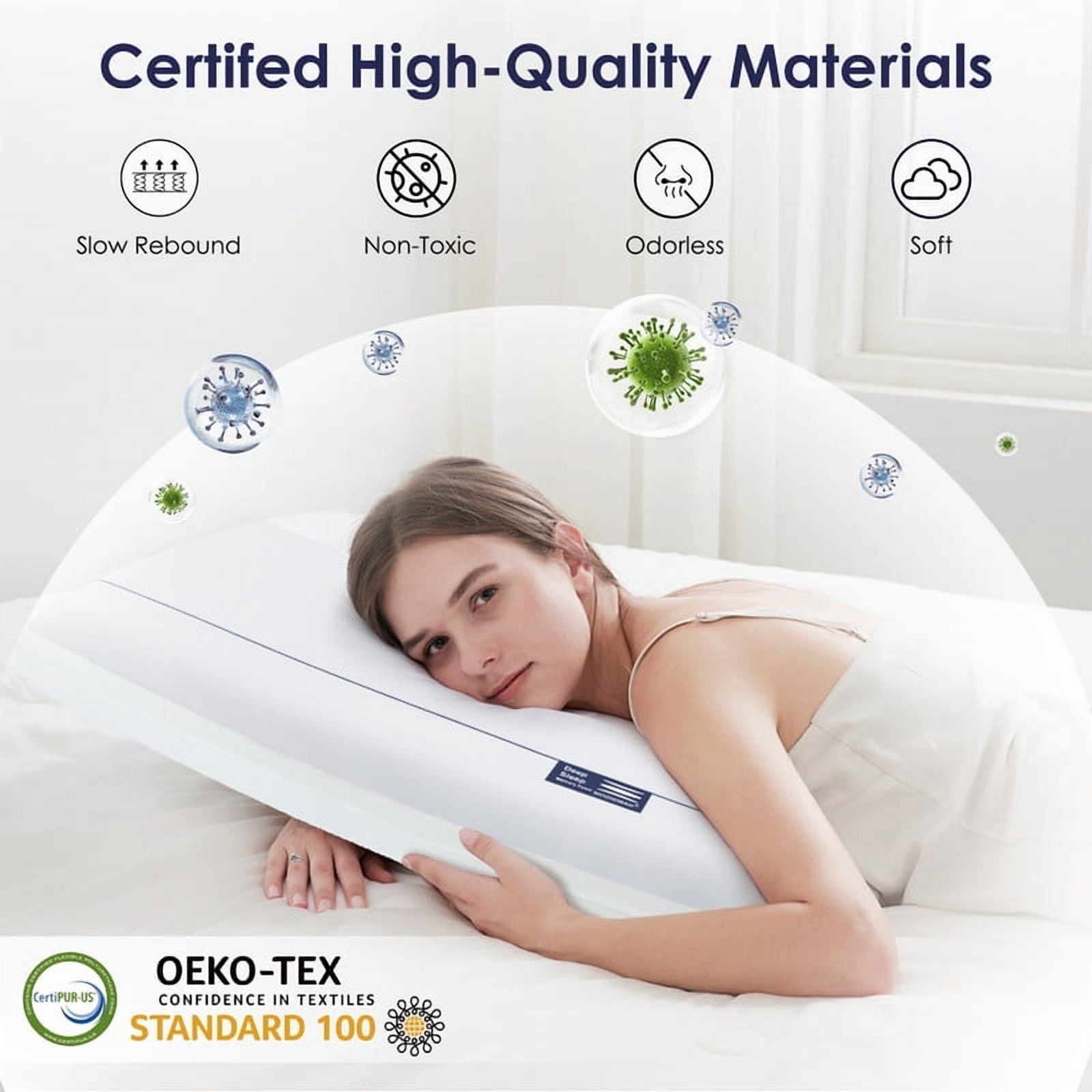 MOONORAH Cooling Memory Foam Bed Pillow for Neck Pain Relief, Two-Sided Cooling Pillow for Back, Stomach and Side Sleepers, Two Firmness, Ho - Image 6
