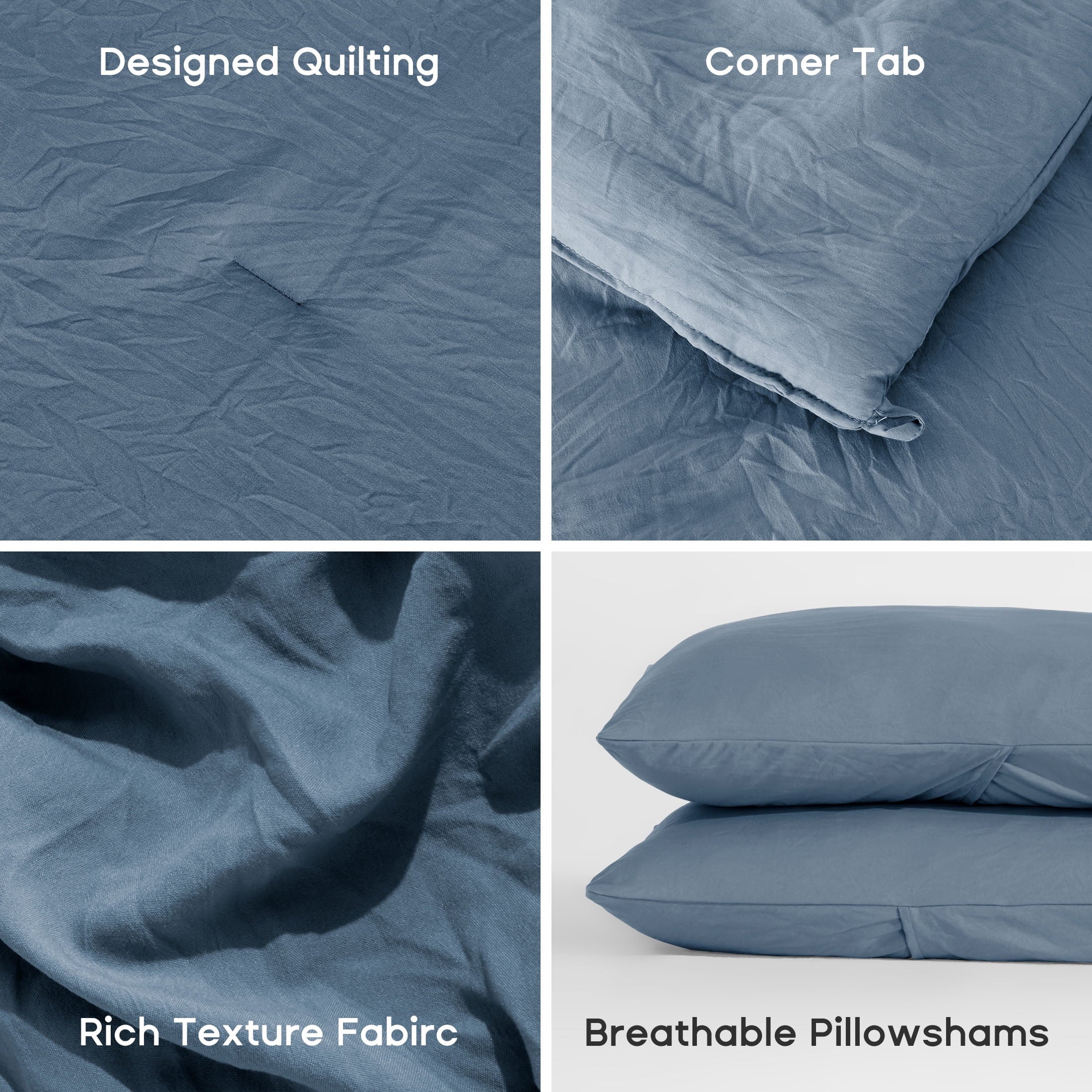 Washed Comforter Sets Queen 3 Piece, Soft and Cozy, Fluffy Microfiber Fill, Washed Textured Wrinkled Design (Flint St... - Image 4