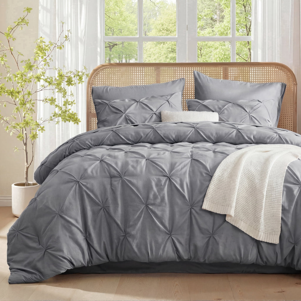 U by Bedsure Queen Comforter Set Grey, Bed in a Bag Queen Size Bedding, 7 Pieces Pinch Pleat All Season Comforter - Image 4