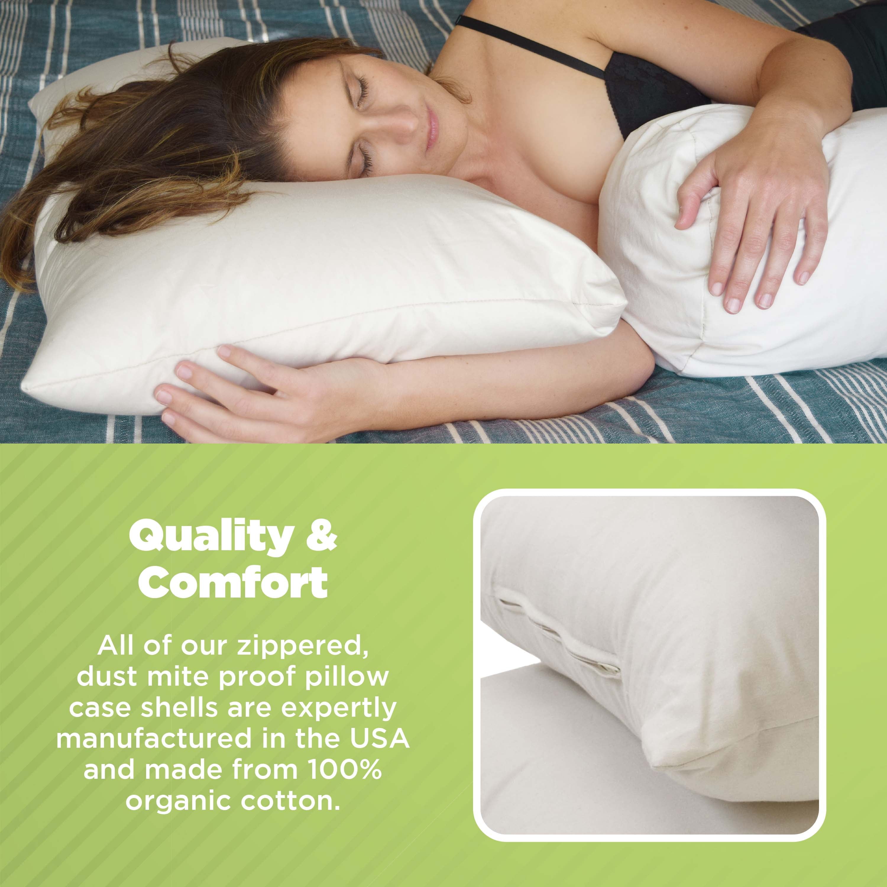 Kapok 20x26" Standard Bed Pillow – Organic Cotton Fabric Soft Sleeping Pillow - Made in USA - Image 4