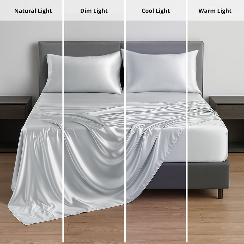 Lux Decor Luxury Satin Sheets King Size - 4 Piece Cooling Bed Sheet Set, Silky Soft & Smooth, Deep Pockets up to 15",... - Image 4