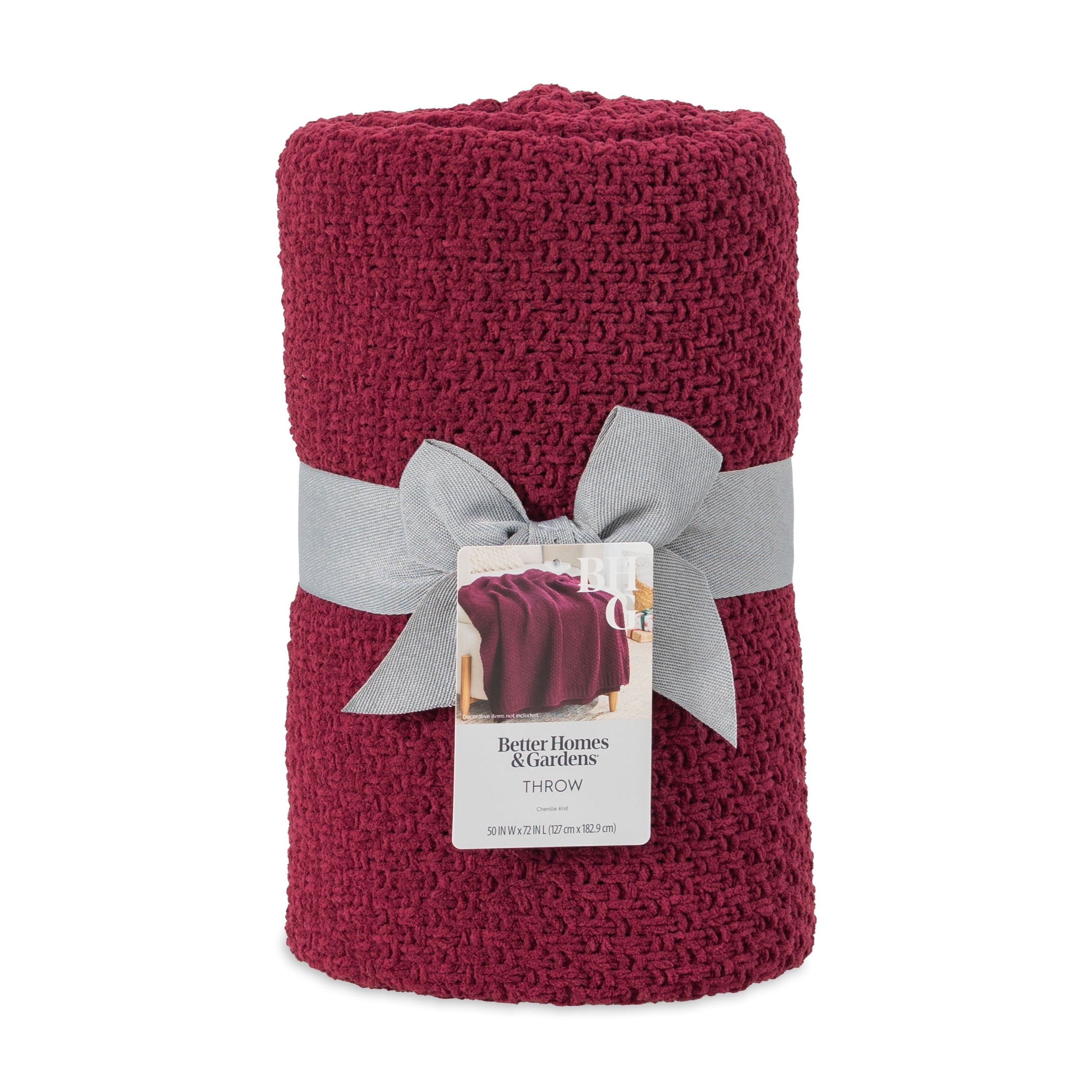 Better Homes & Gardens Chenille Knit Super Soft Oversized Throw Blanket, Merlot Wine - Image 5