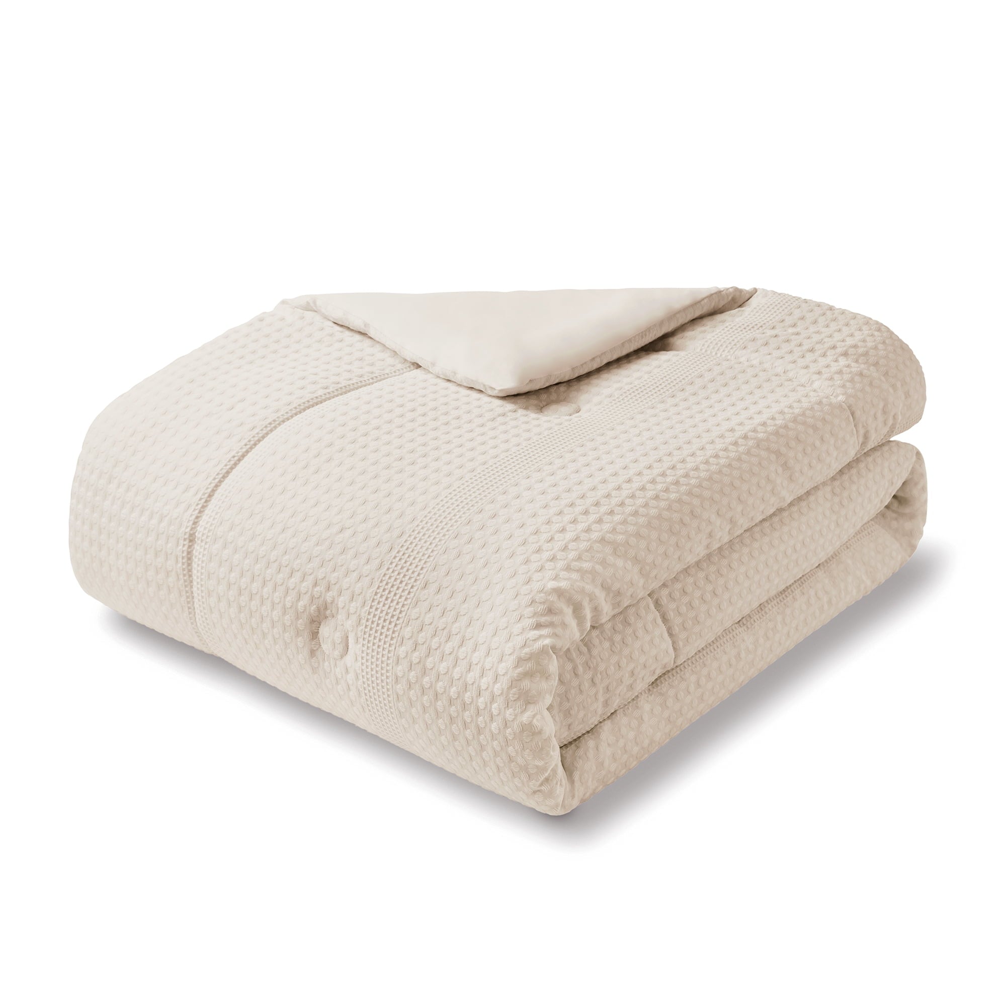 5-Piece Papyrus Beige Waffle Comforter Set, Full/Queen - Image 6