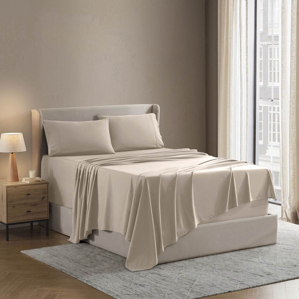 King Sheet Sets, 1800 Series Deep Pocket 4 Piece, Luxury Soft Microfiber Bed Sheet Sets, BEIGE CREAM - Image 5