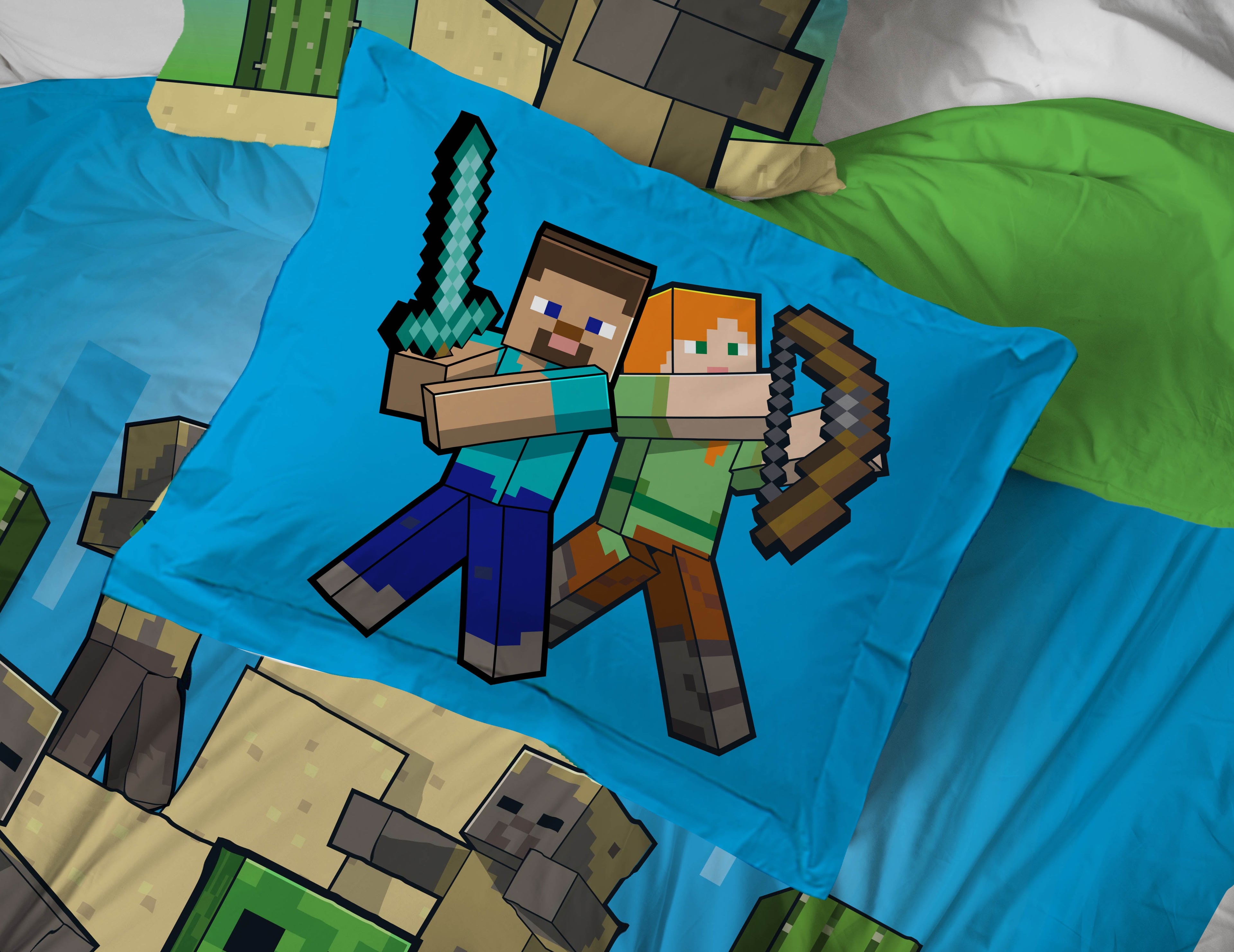 Minecraft Desert Mob Action 5 Piece Twin Size Kids Comforter Set with Sham - Gaming Bed Sets for Kids and Teens - Image 3