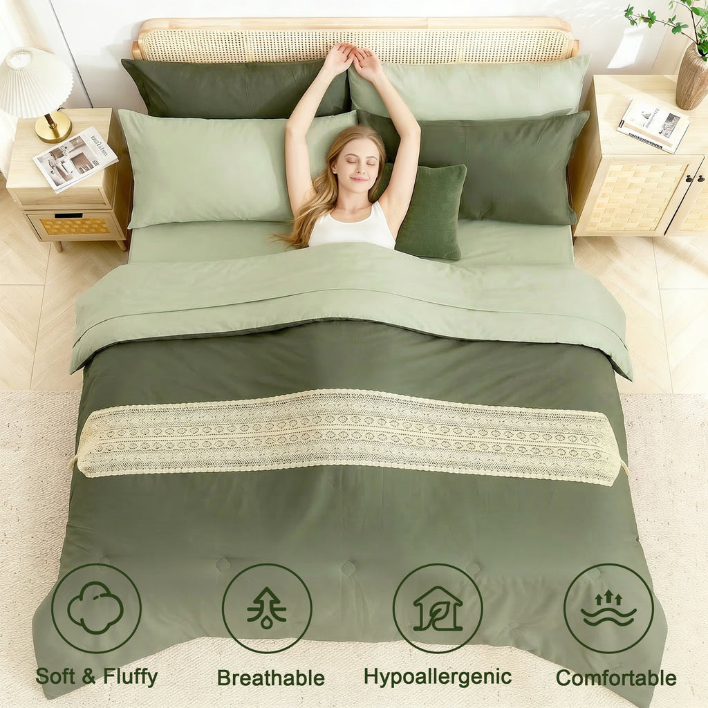 7 Pieces Comforter Set Queen，Bed in A bag，All Seasons Bedding sets with Comforter,Fitted Sheet,Flat Sheet,Pillowcases... - Image 5