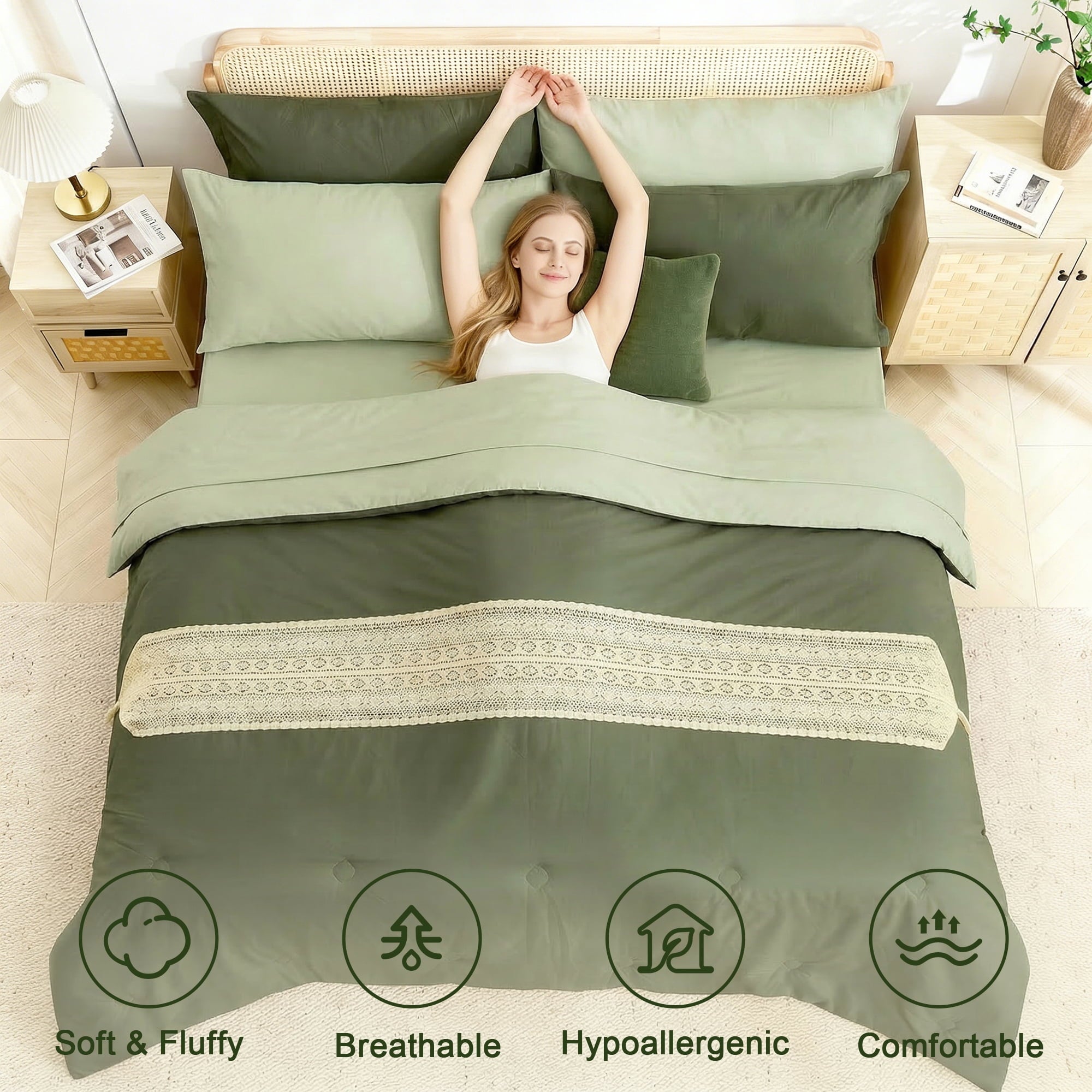 7 Pieces Comforter Set Queen，Bed in A bag，All Seasons Bedding sets with Comforter,Fitted Sheet,Flat Sheet,Pillowcases... - Image 5