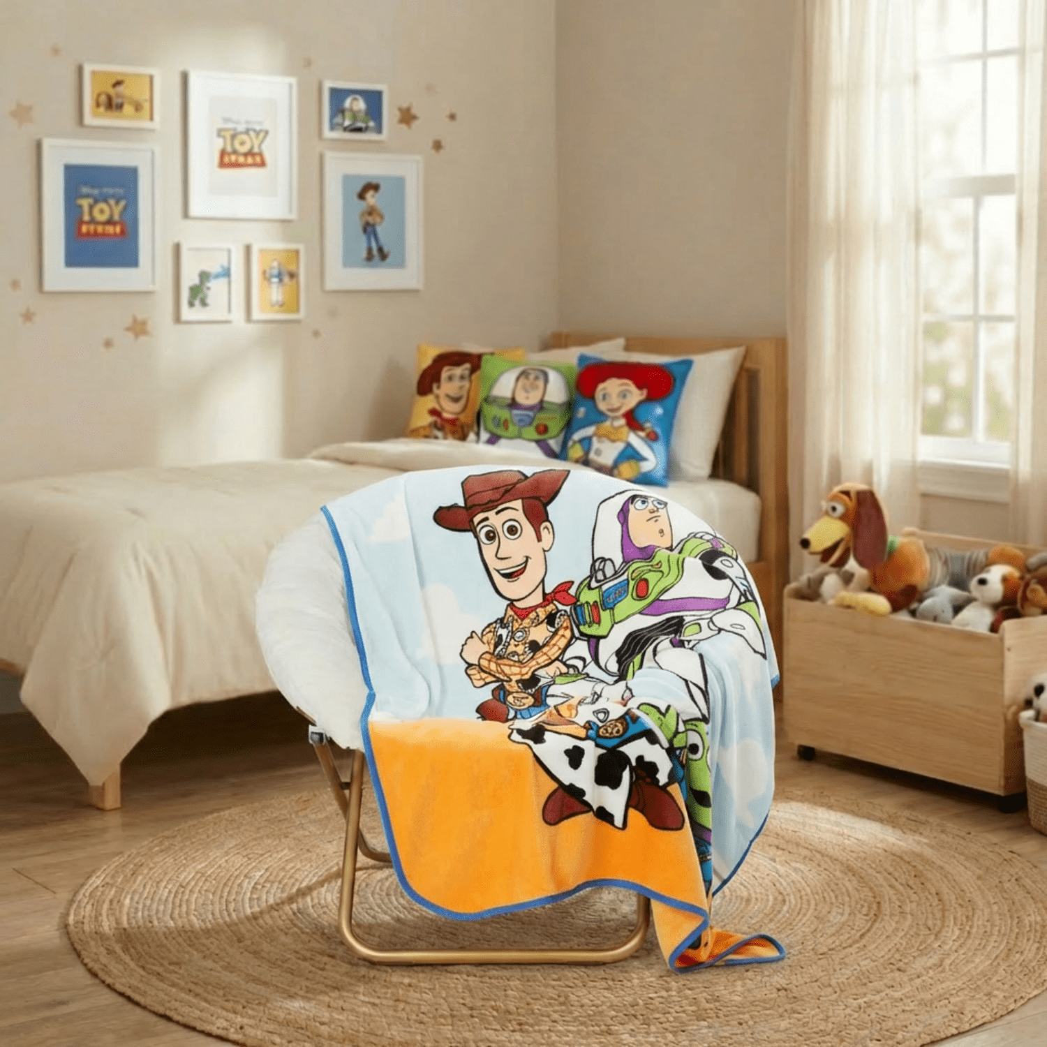 Toy Story Clouds Kids Throw Blanket, Soft Coral Fleece, Blue, 46" x 60" - Image 2