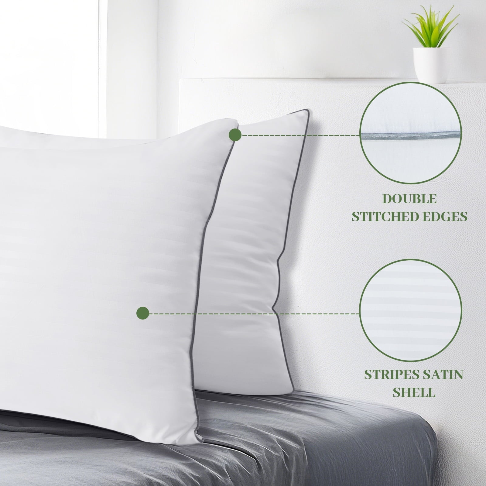 Pillows Standard Size Set of 2, Hotel Quality, Down Alternative Gusseted Bed Pillows for Side, Back, And Stomach Slee... - Image 4