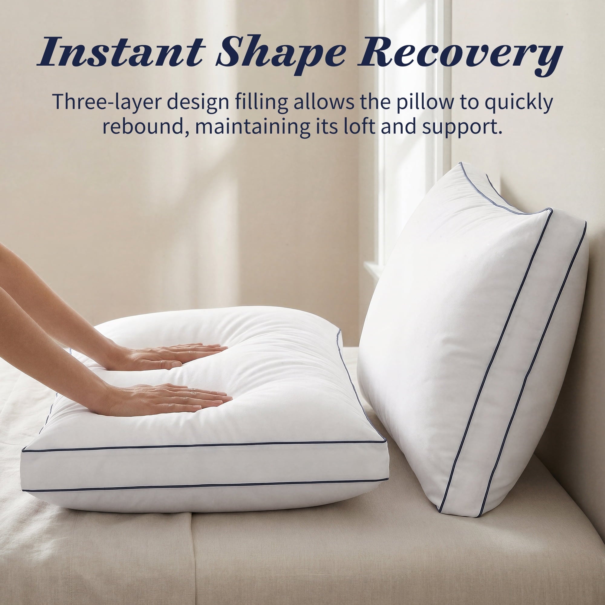 for Queen Size 2 Pack, Duck Feather and Shredded Memory Foam Soft Luxury Hotel Collection - Image 6