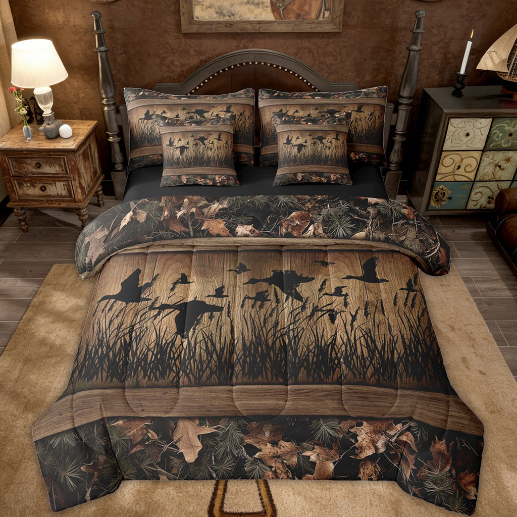 Erosebridal 7 Piece Camo Mallard Duck Comforter Set With Sheets Men Rustic Farmhouse Cabin Bed In A Bag Full,Hunting Woodland Duck Bedding S