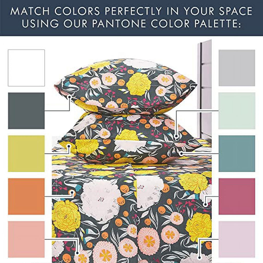Dark Floral Bedsheets Full Size, Super Soft Wrinkle Resistant Bedding Set for Boho Room Décor, Premium Floral White F... - Image 2