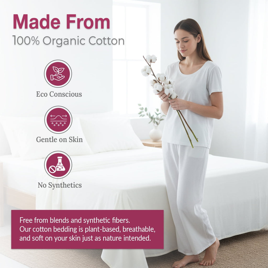 100% Organic Cotton Percale Flat Sheet Twin Size - 1 PC Flat Sheet, White - Crisp, Cool and Strong Bed Linen, Top She... - Image 3