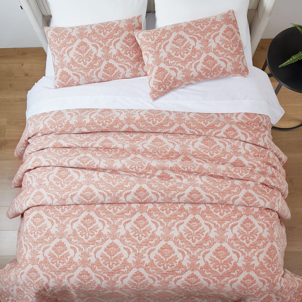 Woven Damask 2-Piece Comforter Set, Blush, Full Queen, All Ages - Image 6