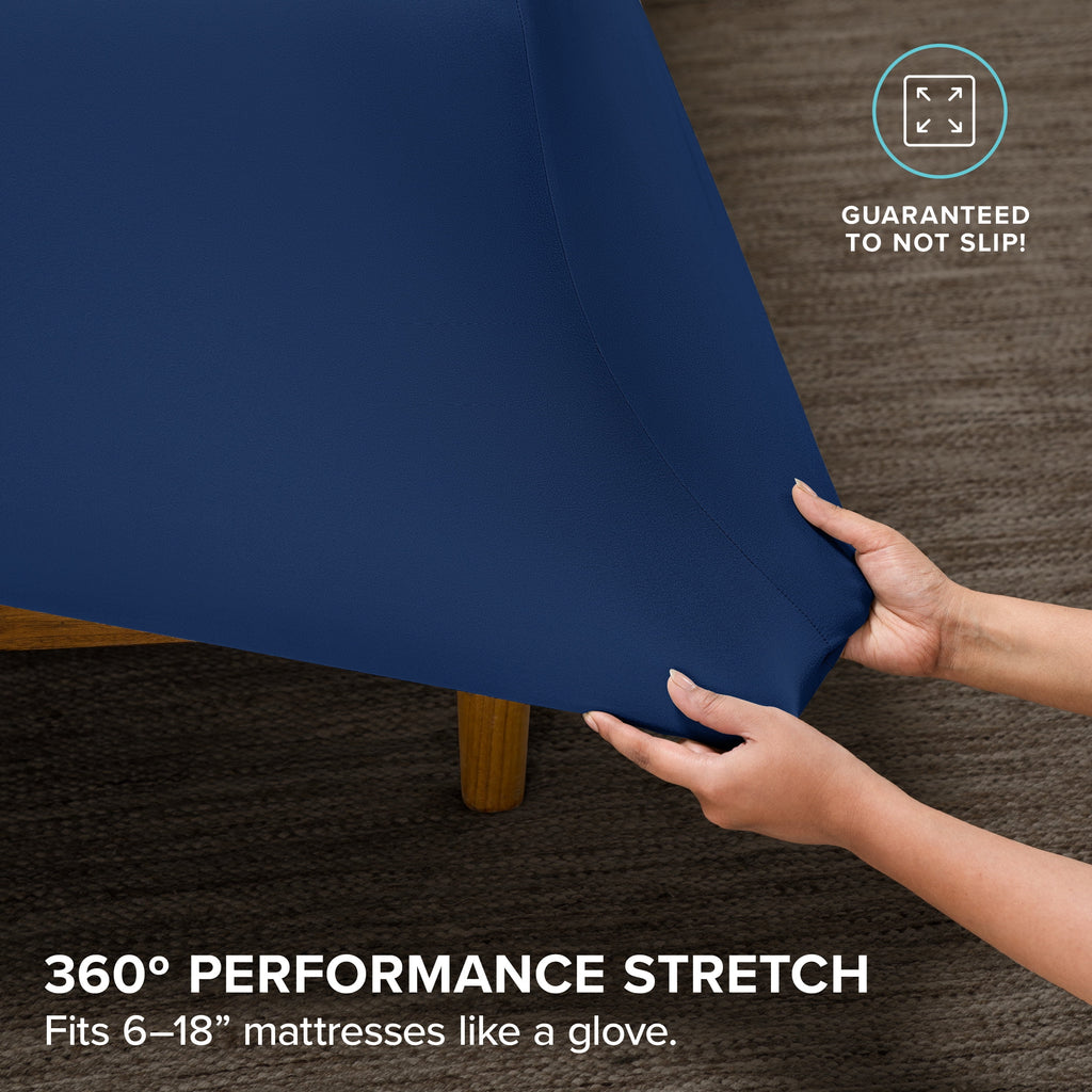 Cooling Performance Jersey Knit Stretch Sheet Set, Moisture-Wicking & Breathable, 4-Way Stretch Bed Sheets, Envelope ... - Image 6
