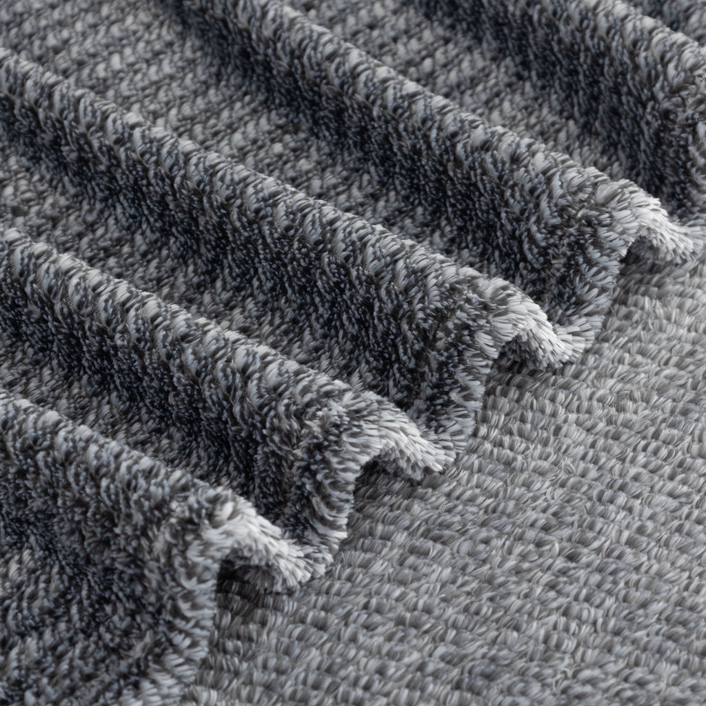EcoThread ™ Plush Textured Heathered Soft Oversized Throw Blanket, Gray - Image 5