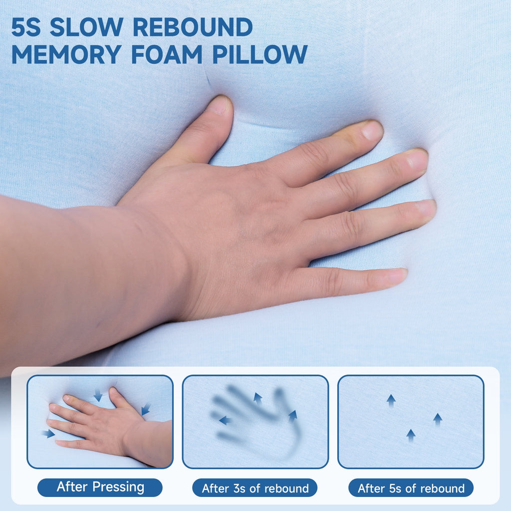 Memory Foam Pillow for Bed, Firm Cooling Pillow with Washable Cover, Supportive Bed Pillow for Side,Stomach and Back ... - Image 4