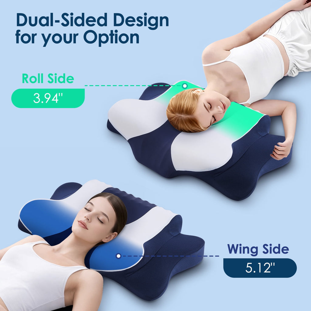 Cervical Neck Pillow for Pain Relief Sleeping, Memory Foam Pillow Neck Pillow Bed Pillow with Pillowcase for Side Bac... - Image 5