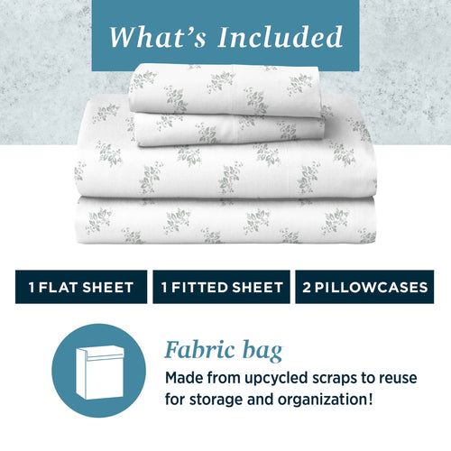 100% Cotton Percale 4-Piece Queen Size Deep Pocket Printed Bed Sheets Set, 1 Fitted, 1 Flat Sheet with 2 Pillowcases,... - Image 2