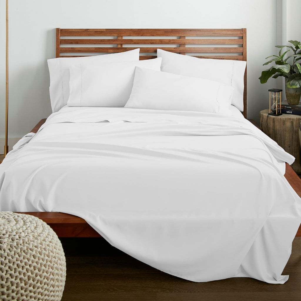 Queen Size 6 Piece Bed Sheet Set White - Ultra Soft Microfiber Deep Pocket Wrinkle Free - Image 2