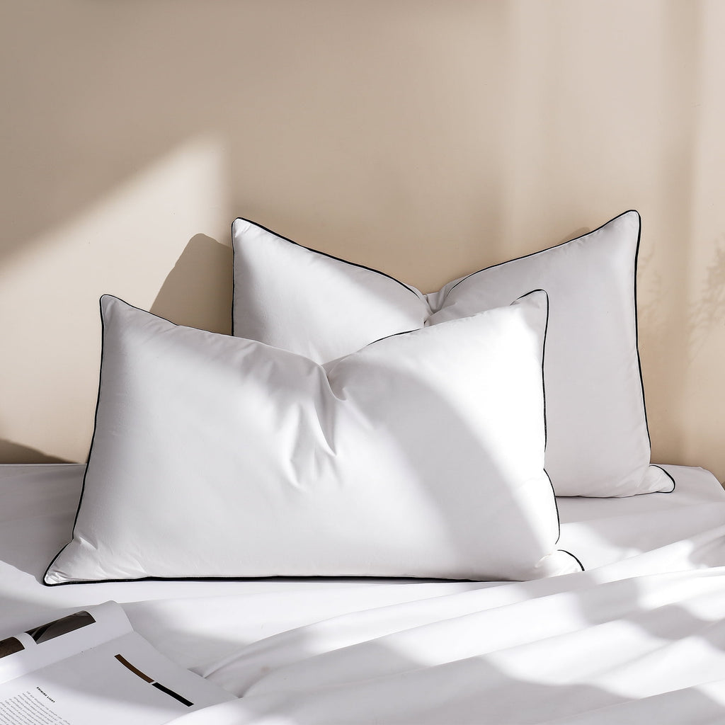 Feather Down Pillows Set of 2, Medium Firm Hotel Bed Pillow 2 Pack, Queen Size, 20 x 30 in. - Image 5