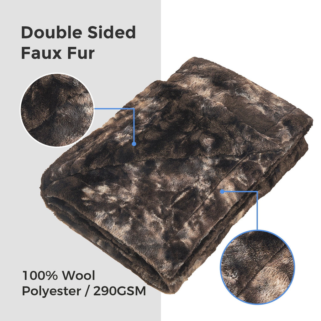 MOOFUN Faux Rabbit Fur Throw Blanket- 50x60 inches, Soft Fluffy Cozy Warm Fuzzy Machine Washable, Durable Blanket for Couch and Bed - Brown - Image 4