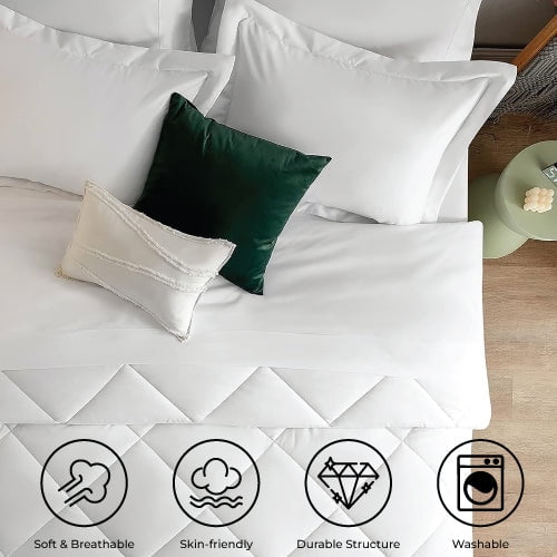 Sleepdown Comforter Set 7-Piece Bed in a Bag - Adult, White, Queen - Image 2