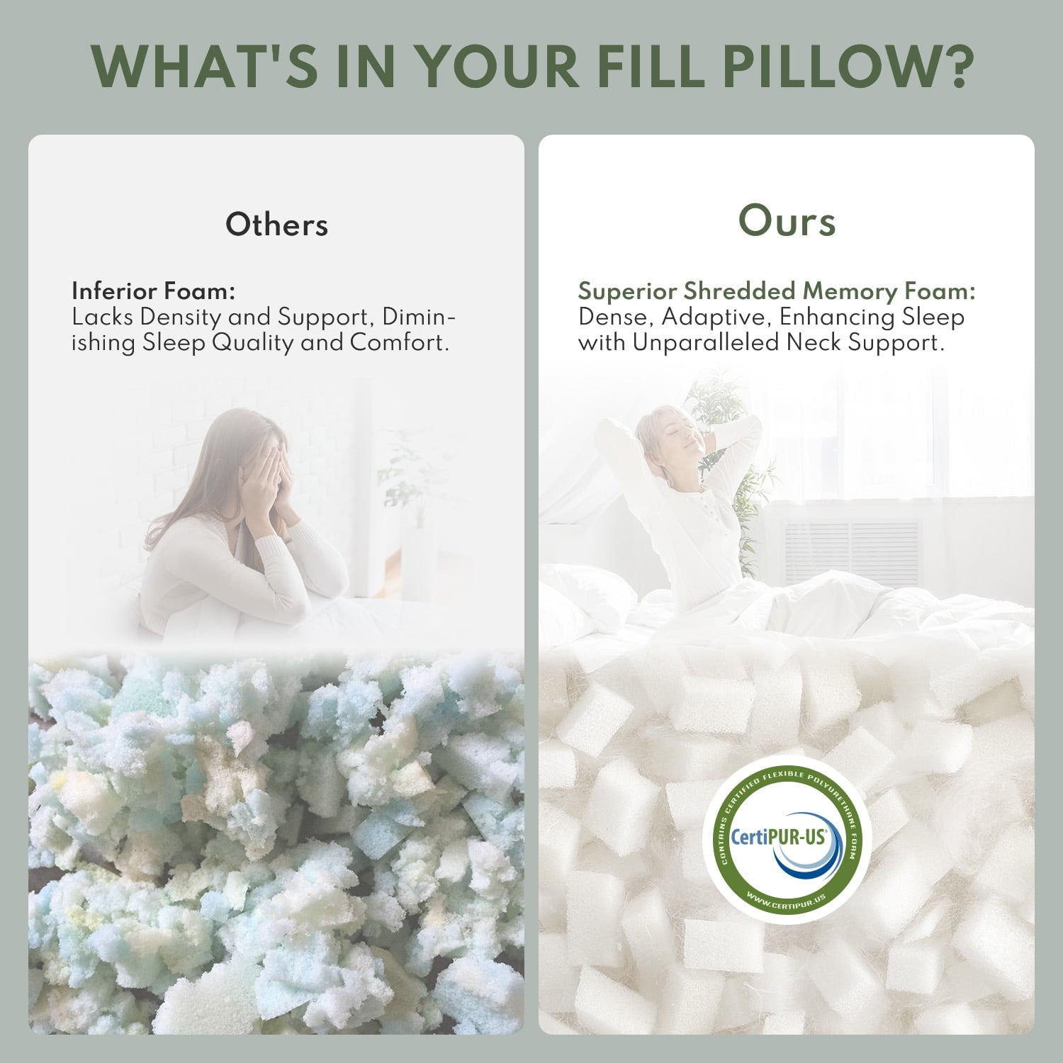 Queen Size Bed Pillows 4-Pack,3.3lb Shredded Memory Foam Filled,Hyper Soft & 3D Breathable Cooling Desigh Cover Fitti... - Image 3