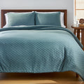 Better Homes & Gardens Full/Queen Comforter Set, All-Season, 3-Piece, Nimbus Blue Block Weave - Image 2