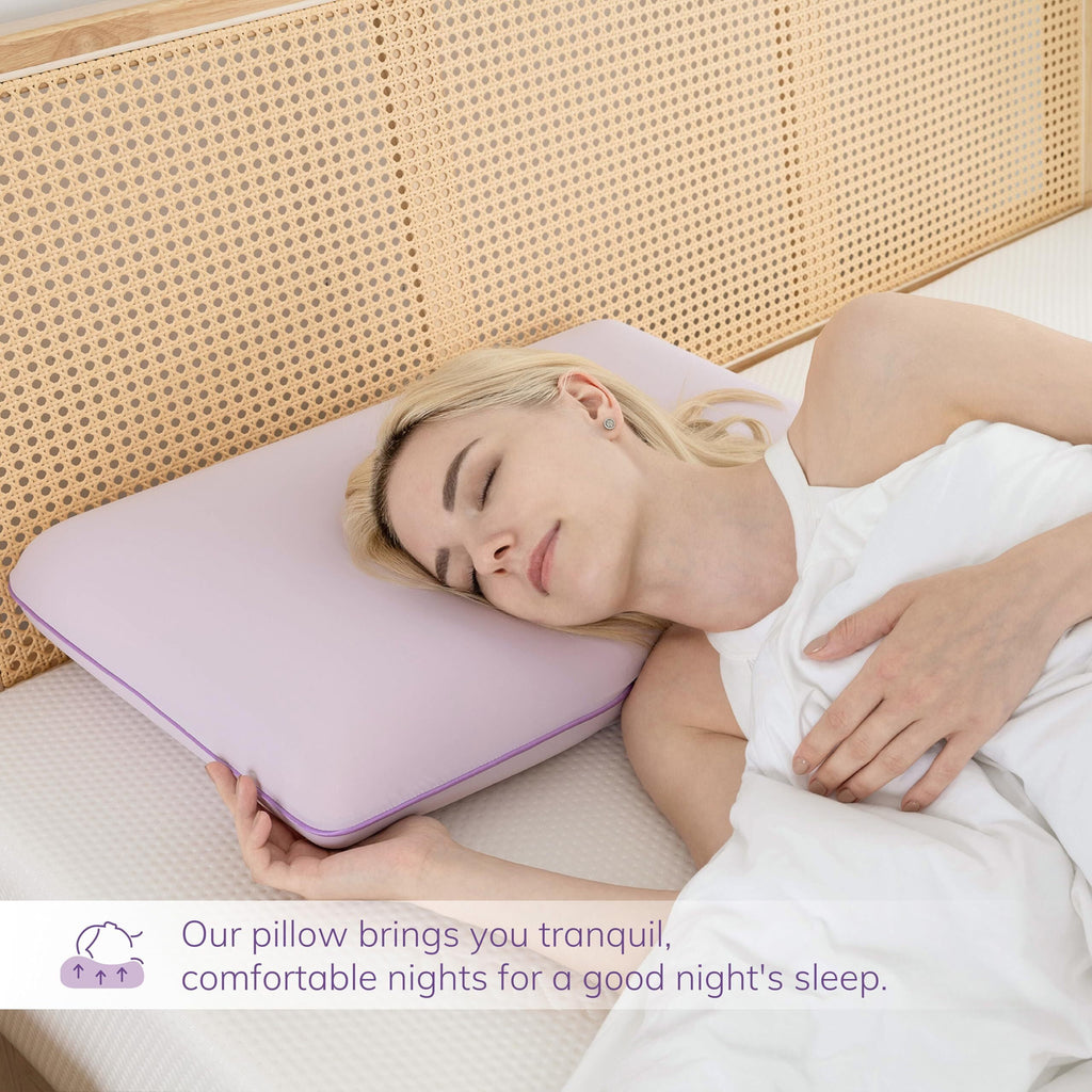Memory Foam Pillow, Cooling Gel Bed Pillow, Queen, Purple - Image 6
