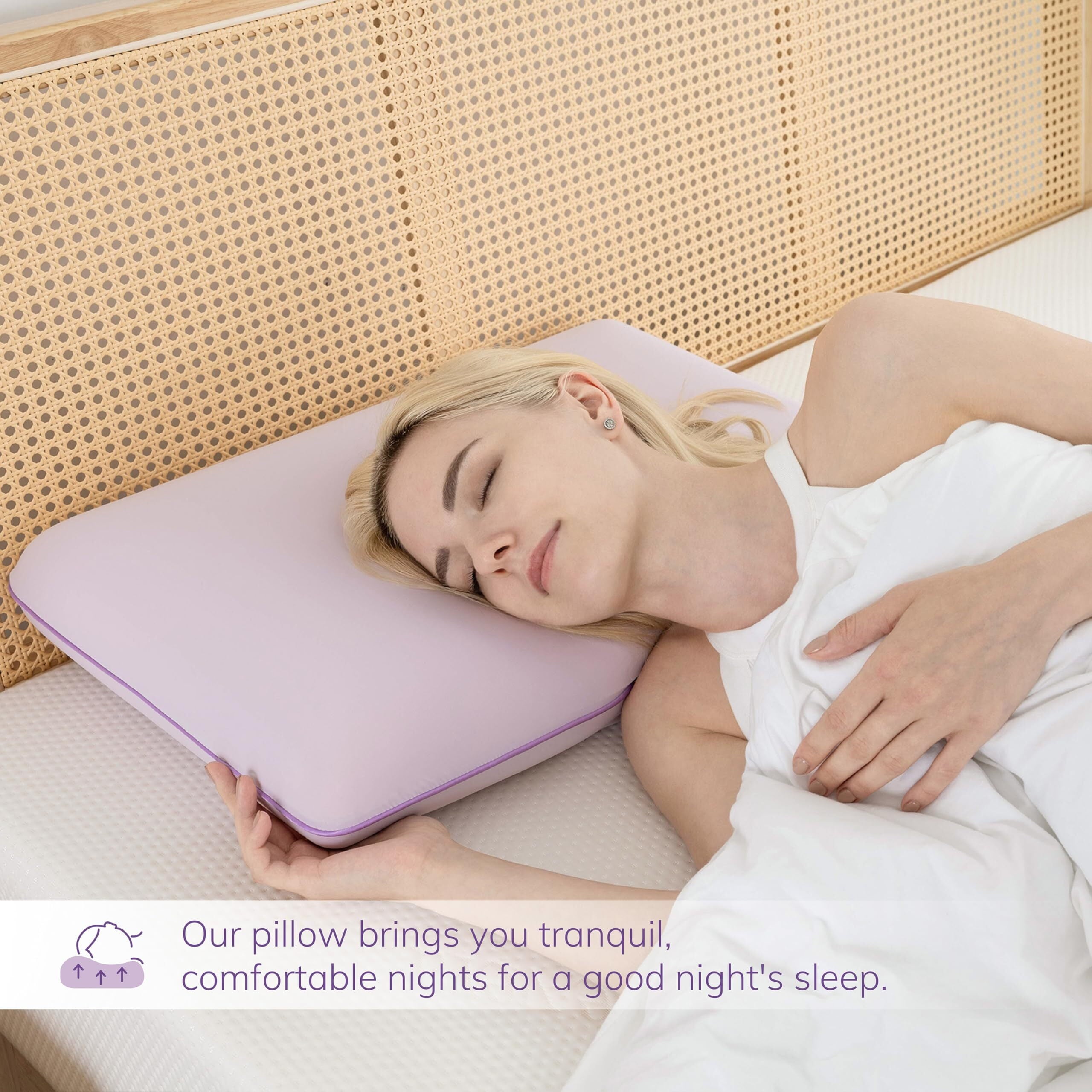 Memory Foam Pillow, Cooling Gel Bed Pillow, Queen, Purple - Image 6