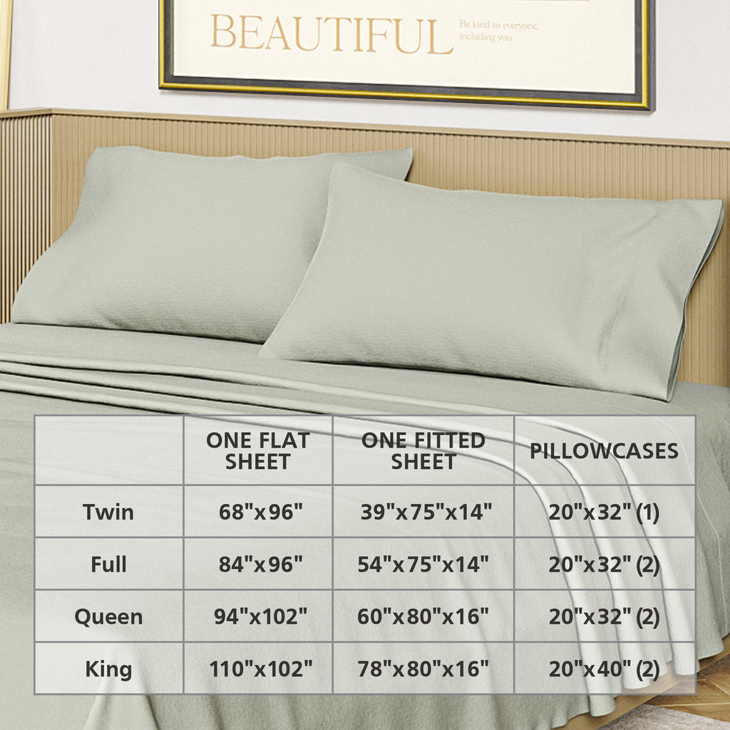 Solid 4-Piece 100% Cotton Washed Percale Sage Green Sheet Set, Full - Image 6