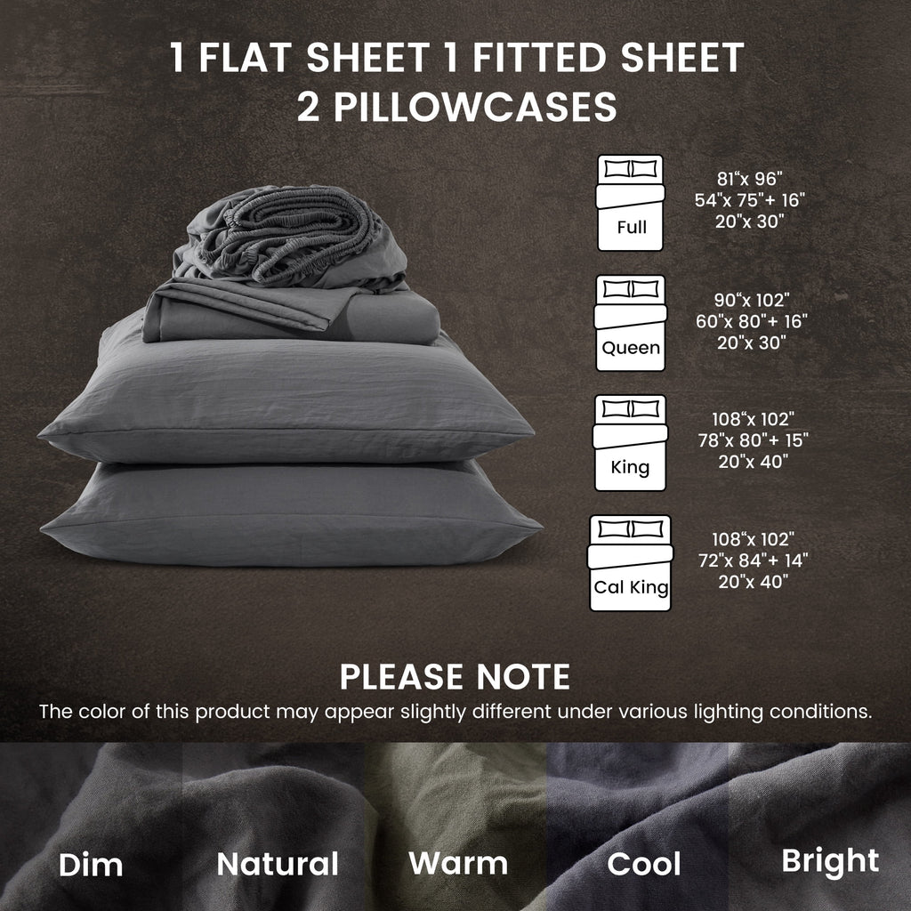 Bed Sheets - Full Size Bed Sheets - Washed Microfiber - 4 Piece Hotel Luxury Bedding Sheets with Fitted Sheet, Flat S... - Image 5