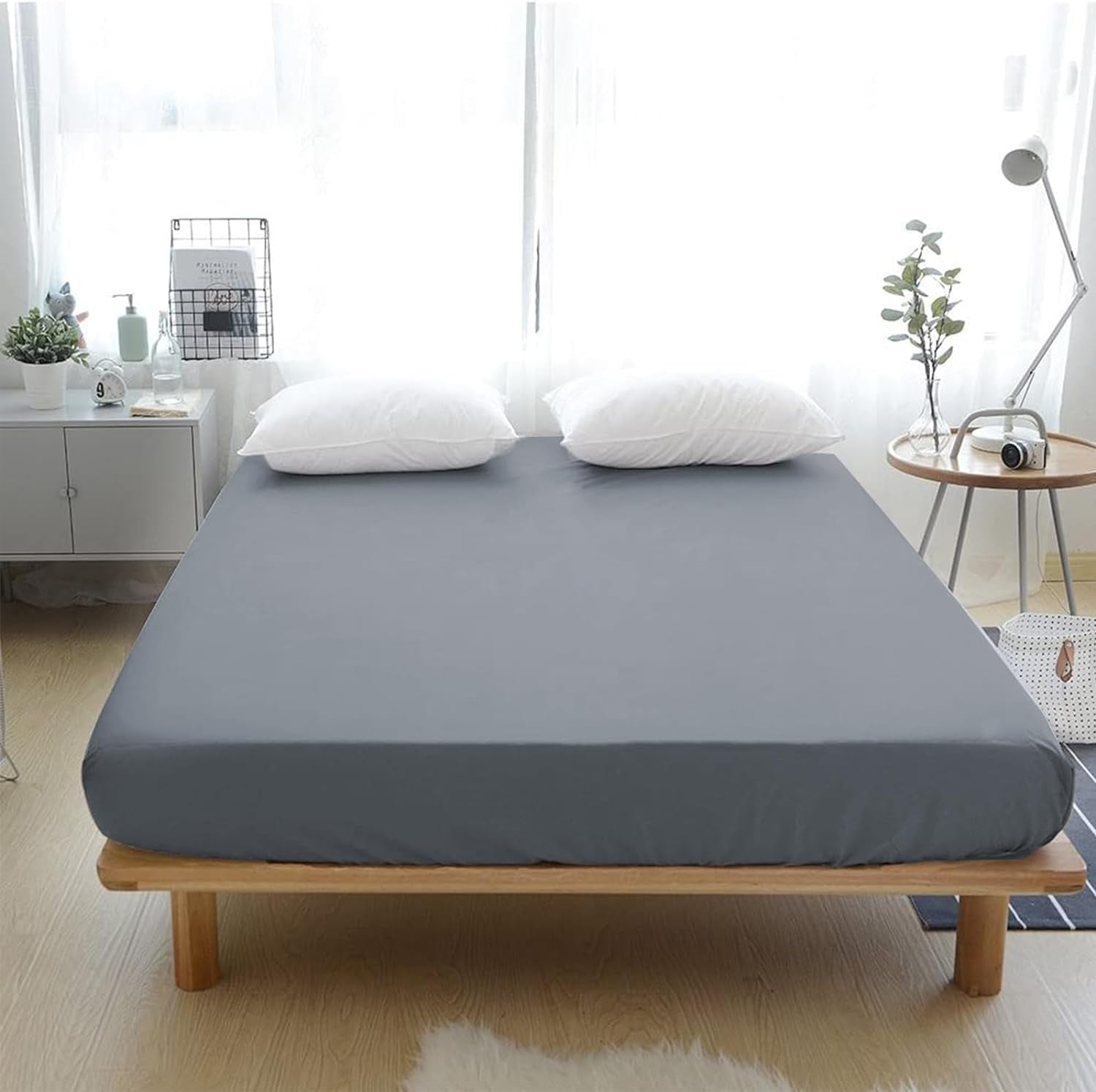Grounding Fitted Sheet Kit Queen Size, Deep Pocket Fitted Sheet, Organic Cotton 7% Silver Fiber, Conductive Bed Cover... - Image 4