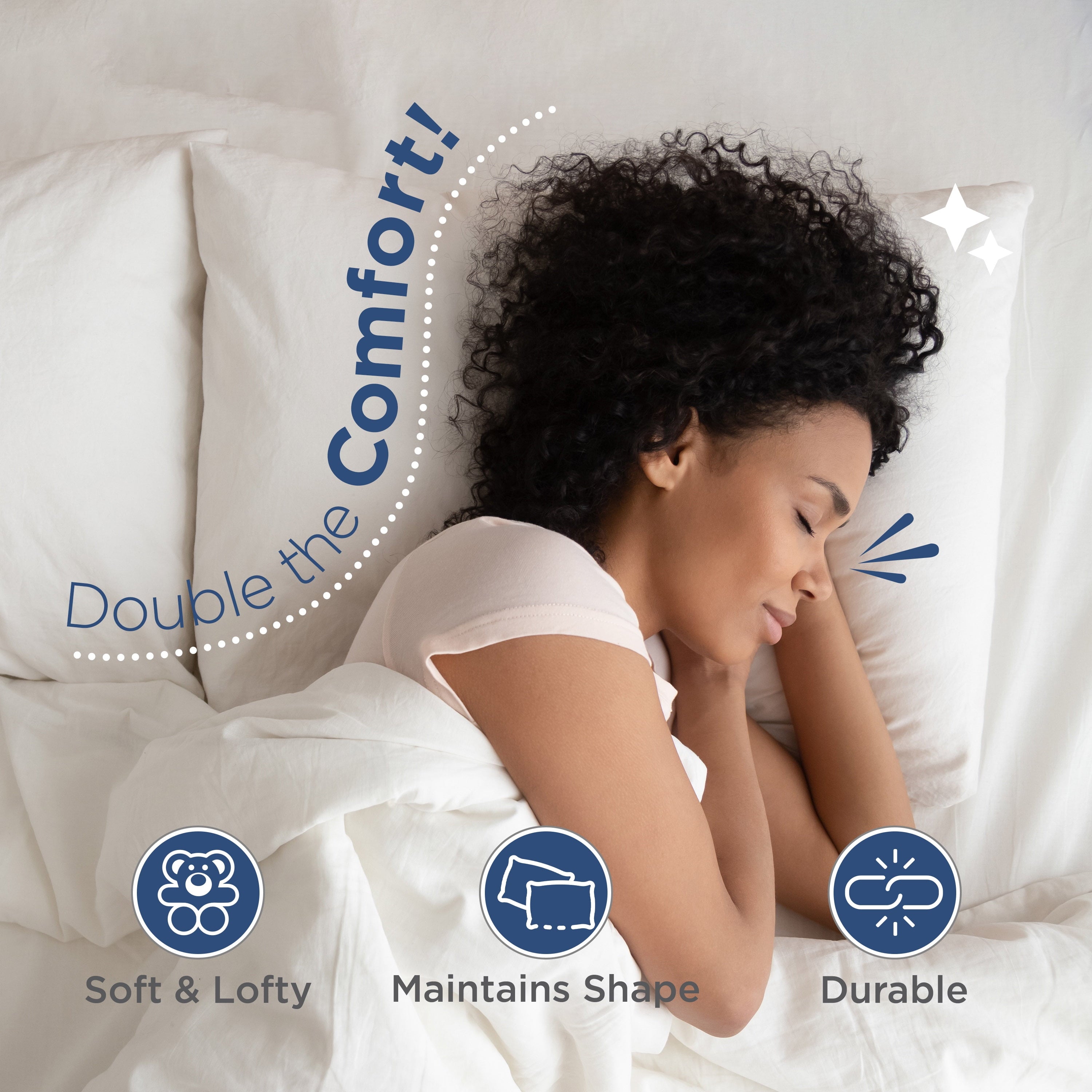 2-Pack Down Alternative White Bed Pillows, Standard - Image 4
