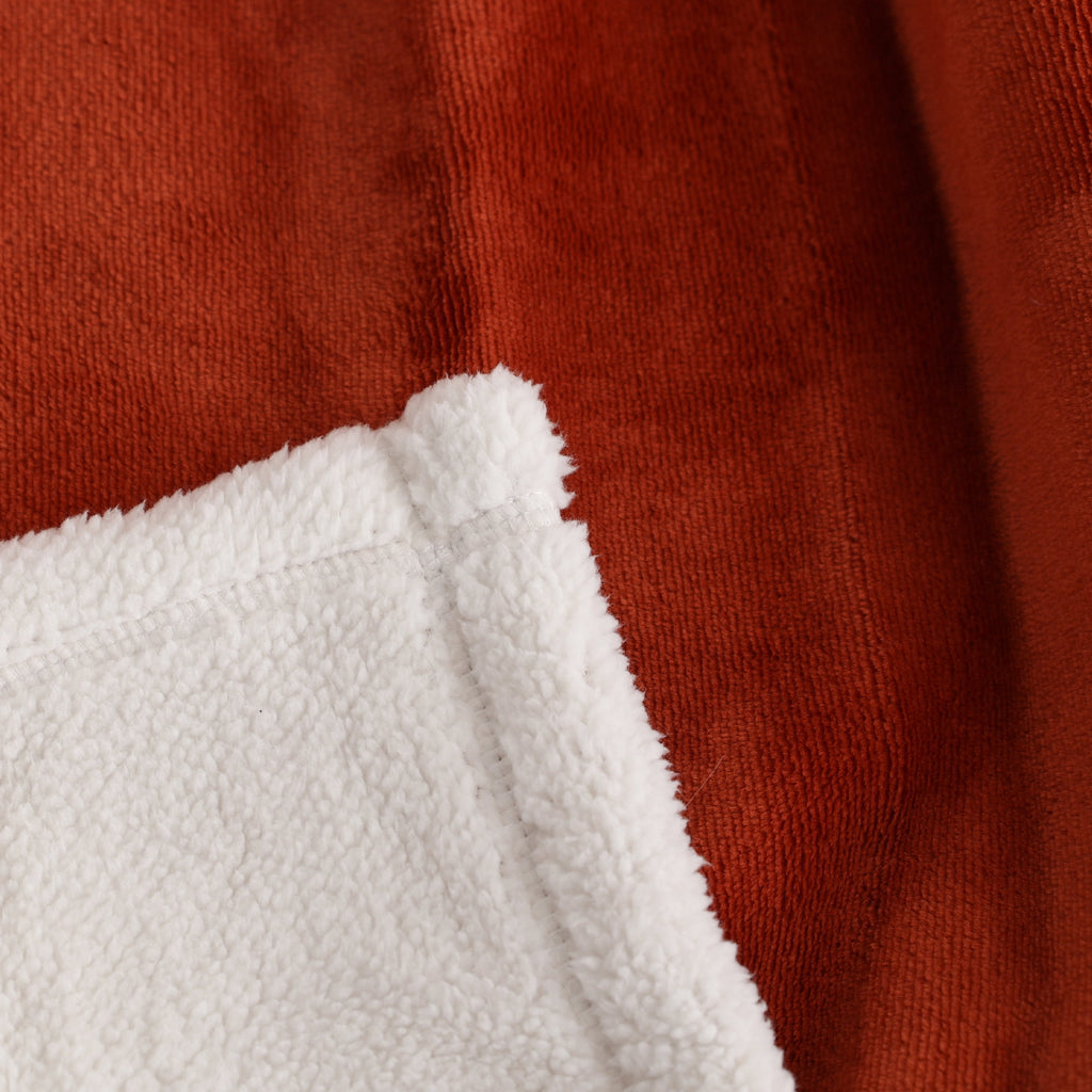 Mainstay Reversible Printed Velvet Plush and Hampshire Faux Shearling Soft Throw Blanket, Standard Size, Auburn Sun - Image 3