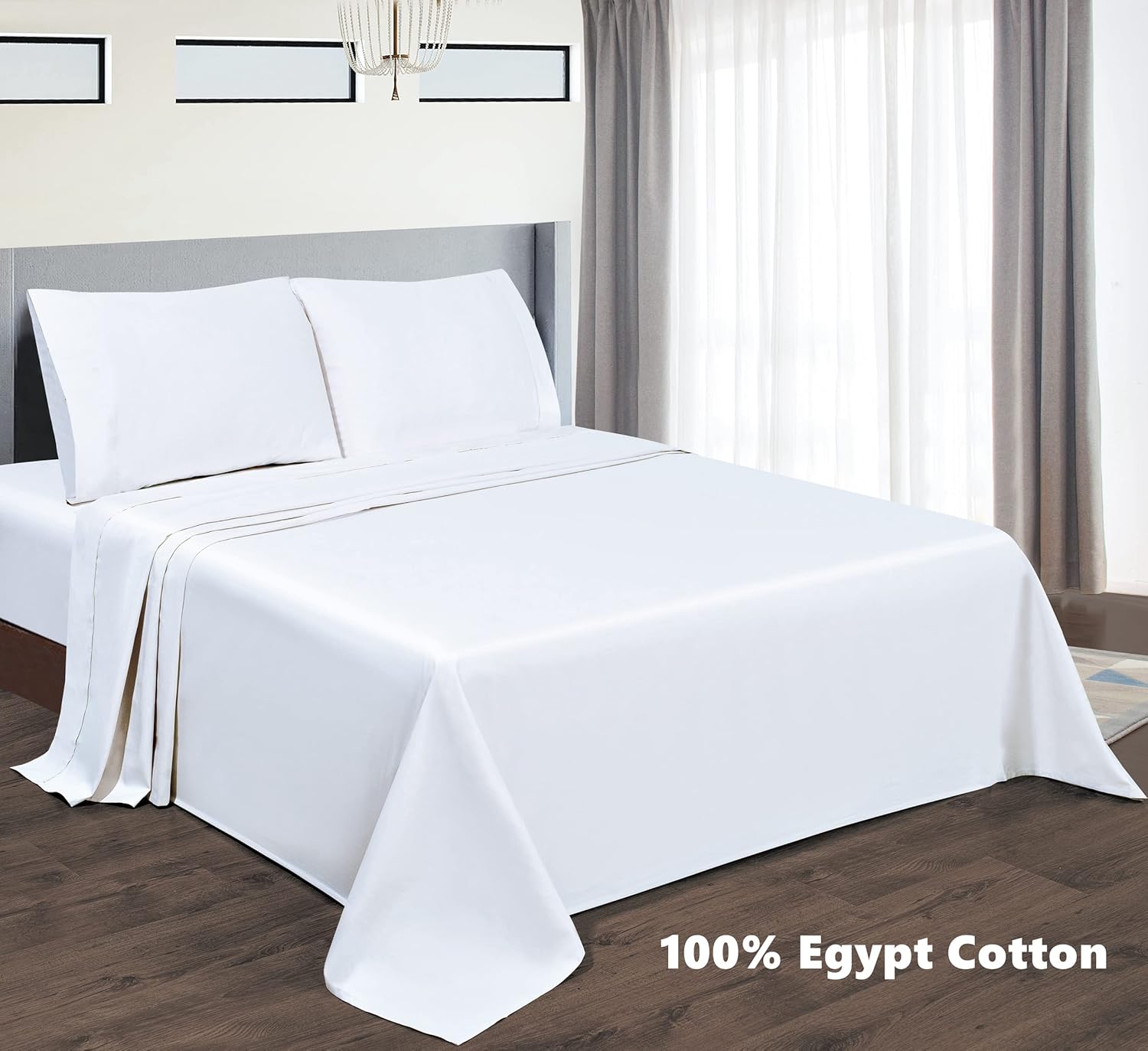 Bed Sheets Set 4 Pieces, 600 TC 100% Egyptian Cotton Bed Sheets, Breathable, Soft & Silky Sateen Weave Fits Mattress ... - Image 6