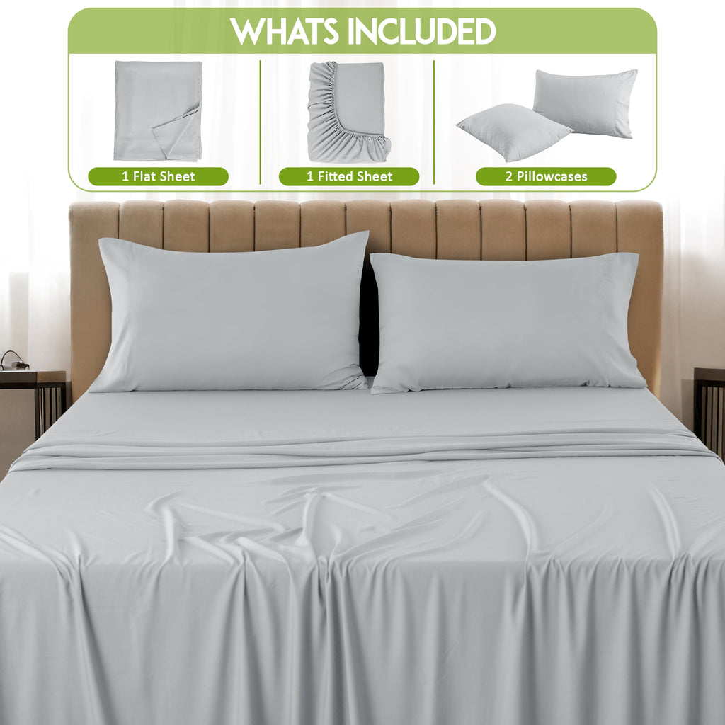 Rayon - 4 Piece Cooling Bed Sheets Set, Gray - Image 3