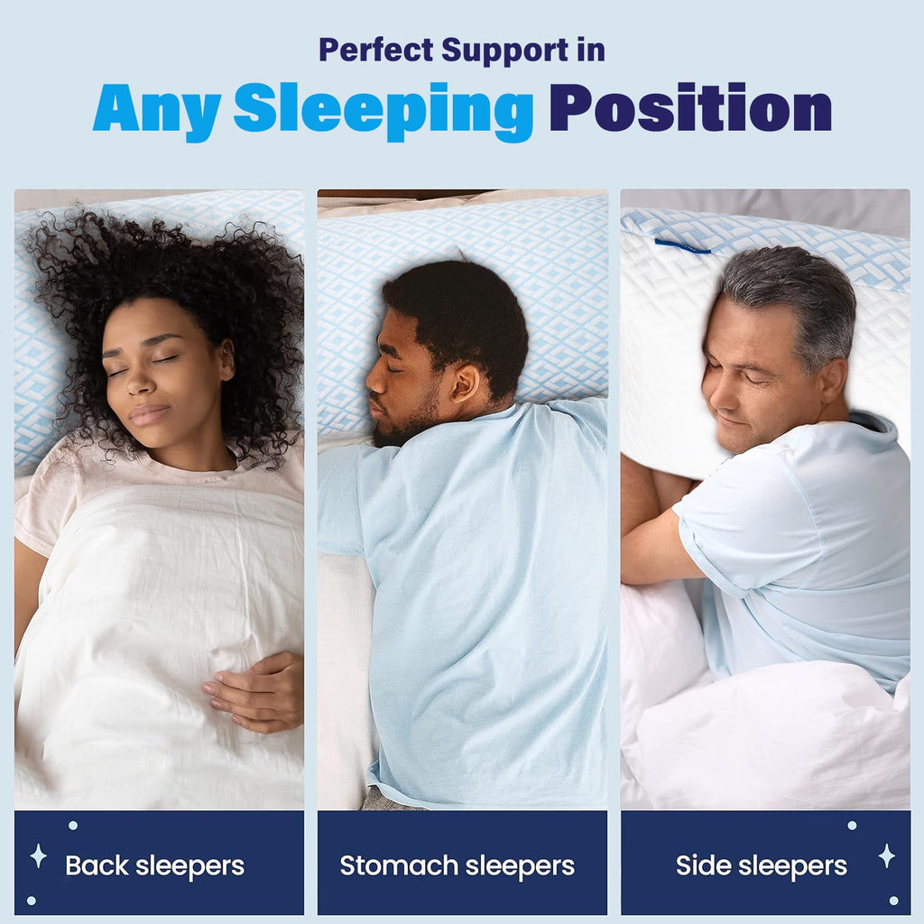 Cooling Bed Pillows for Sleeping Shredded Memory Foam Pillows Queen Size Set of 2 Pack - Image 2