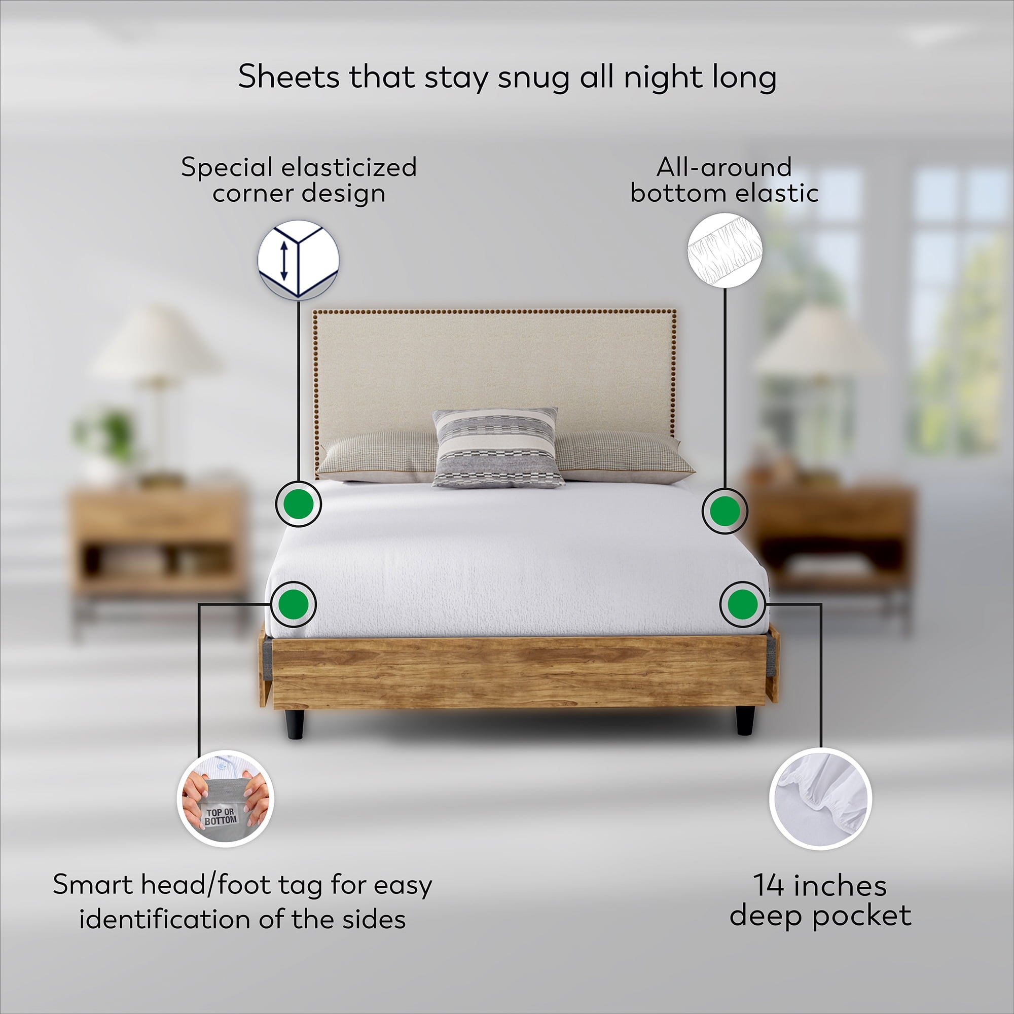 Soft Finish Microfiber Percale Queen Bed Sheet Set – 4-Piece Lightweight, Wrinkle-Resistant, Quick-Dry, Light Gray - Image 4