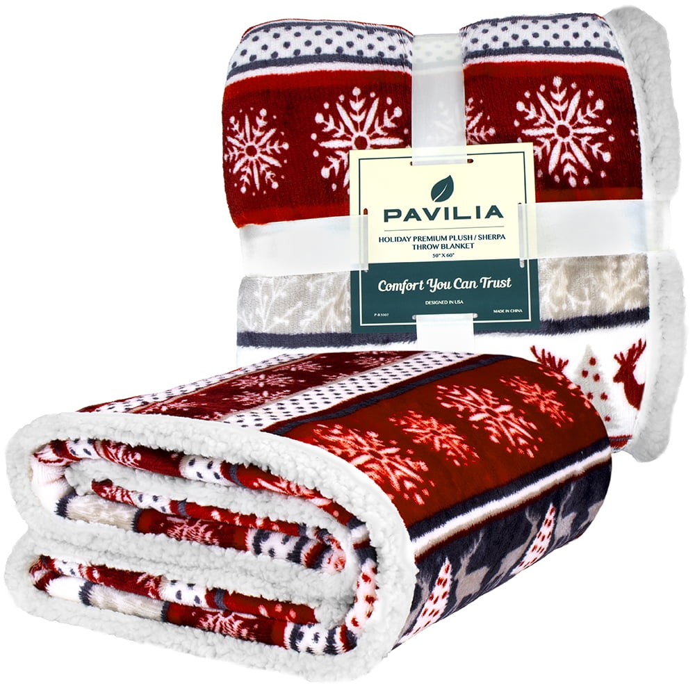 Premium Plush Sherpa Throw Christmas Blanket | Soft, Warm, Cozy, Reversible Microfiber Winter Cabin Throw | Plaid Hol... - Image 4