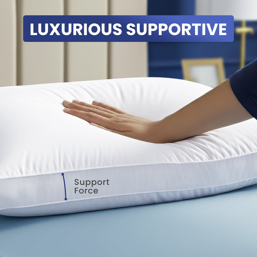 Queen Bed Pillow, 26"L x 18" W, Set of 2, Soft and High-Quality, Gusseted Pillow for All Sleep Positions (White) - Image 4
