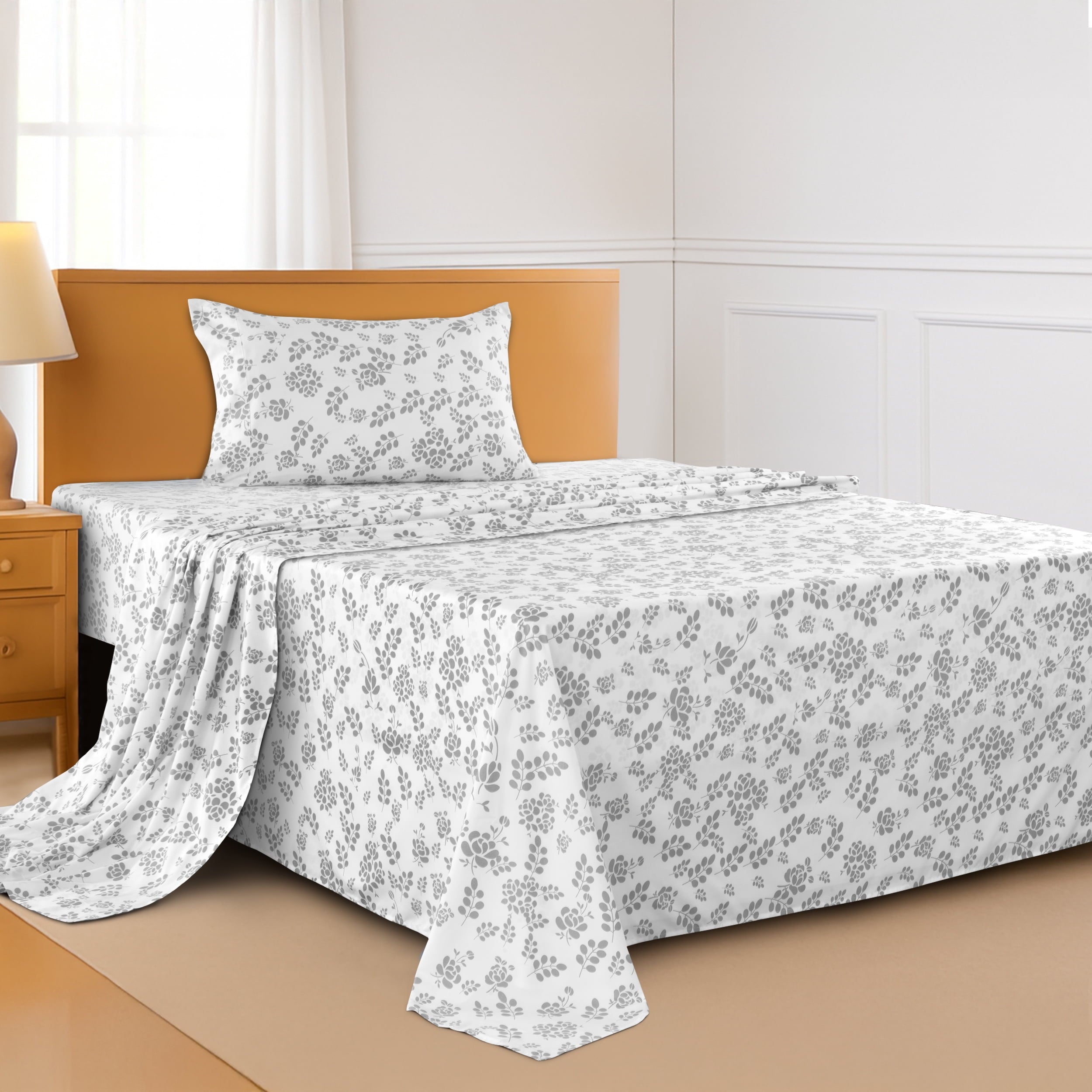 Lux Decor Twin Microfiber Bed Sheets - 3 Piece Floral Sheet Set, Soft Breathable Bedding, Wrinlkle Resistant, OEKO-TE... - Image 2