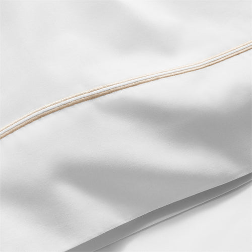 4-Piece 300 Thread Count White Pima Cotton Bed Sheet Set with Tan Hem, Full , Adult/Teen - Image 2