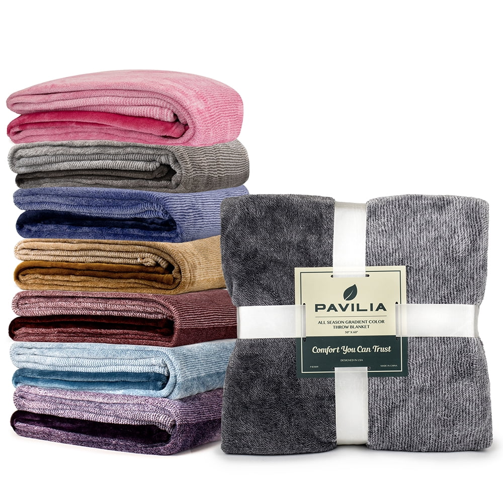 PAVILIA Flannel Fleece Ombre Throw Blanket for Couch | Super Soft Cozy Microfiber Couch Blanket | Gradient Decorative Accent Throw | All Sea - Image 2