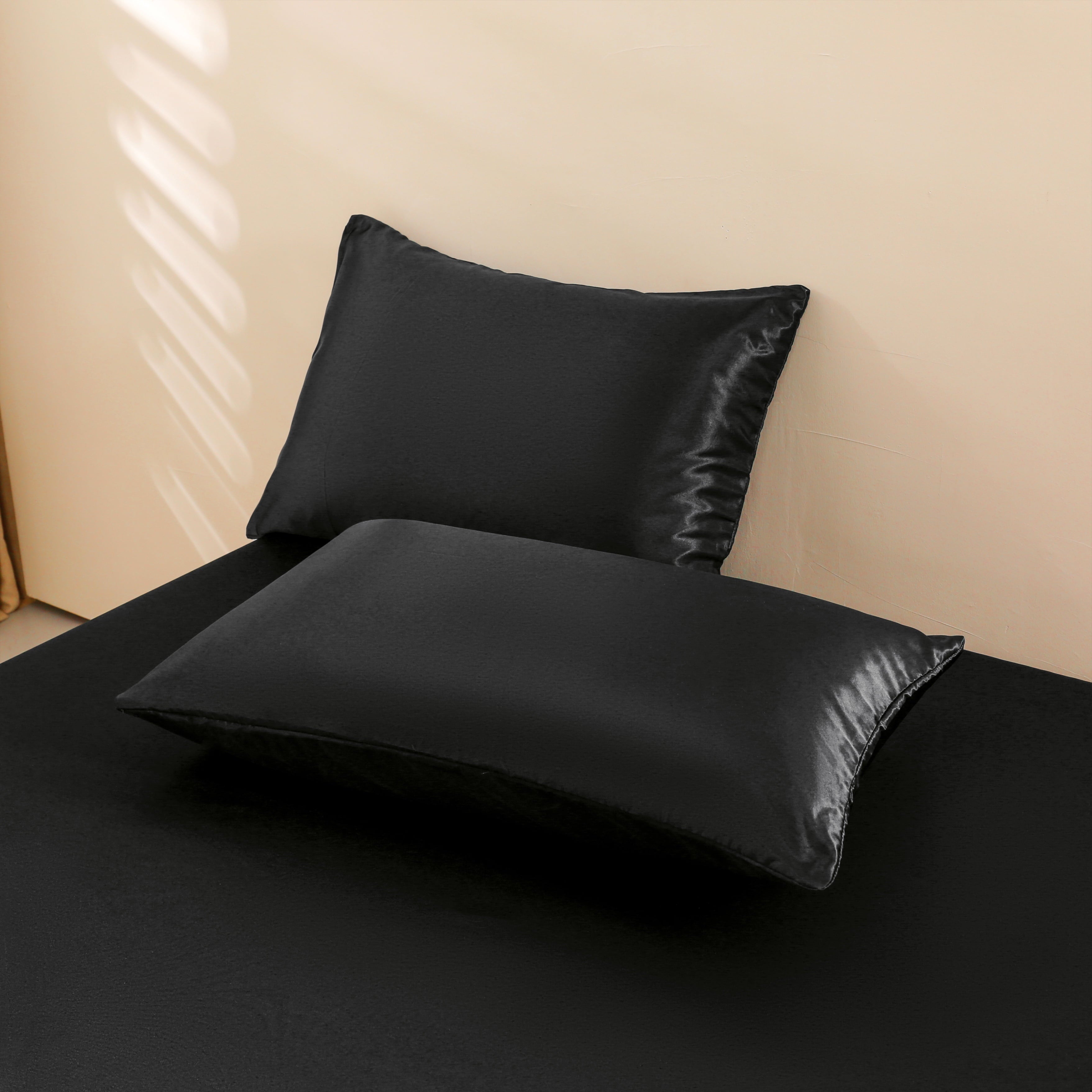 4Pcs Black Satin Sheets Queen Set Silk Sheets 13" Deep Pocket Ultra Soft silky Bed Sheet Set - Image 3